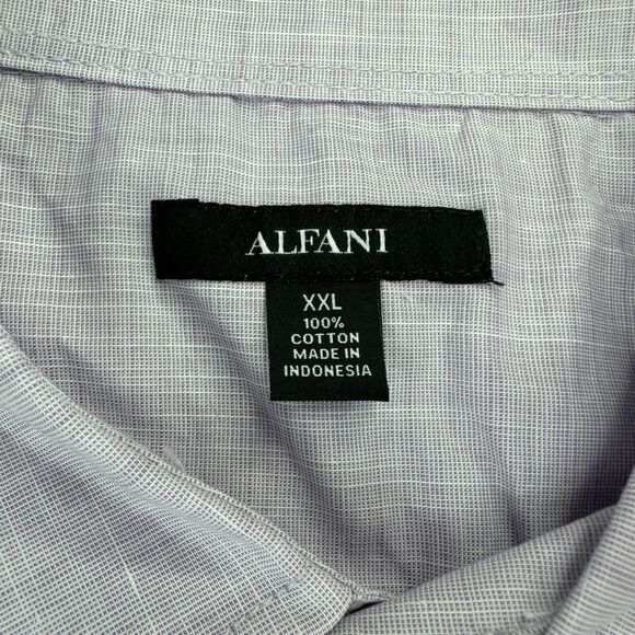 Alfani Mens Warren Short Sleeve Button Down Shirt Light Purple 2XL - Picture 4 of 4